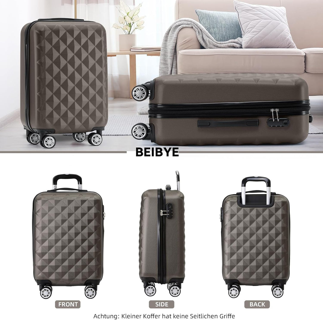BEIBYE Zwillingsrollen 2066 Hartschale Trolley Koffer Reisekoffer Handgepäck Boardcase M (Coffee, M)