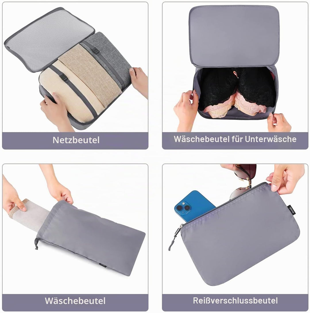 BAGAIL 10er-Set Packwürfel in verschiedenen Grössen Packorganizer für Reisezubehör Handgepäck Koffer