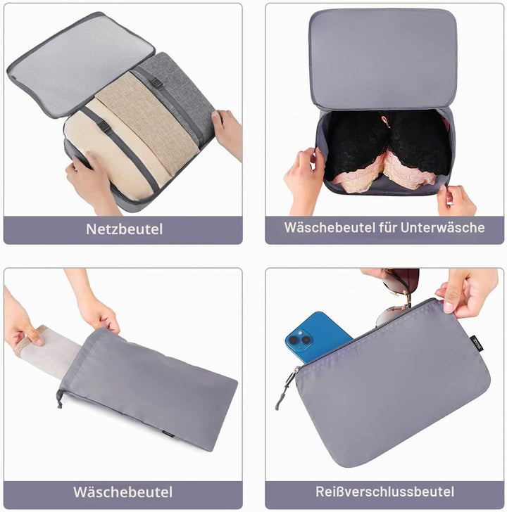 BAGAIL 10er-Set Packwürfel in verschiedenen Grössen Packorganizer für Reisezubehör Handgepäck Koffer