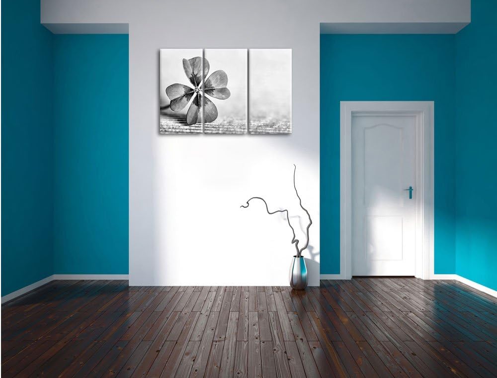 Pixxprint Glücks Kleeblatt mit 4 Blättern als Leinwandbild | Grösse: 3 Teilig (120x80) | Wandbild| K