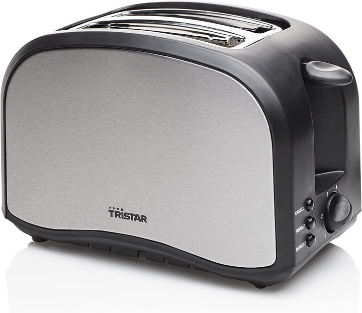 Tristar BR-1022 Edelstahl Toaster - 6 einstellbare Bräunungsstufen mit Brötchenaufsatz - herausnehmb