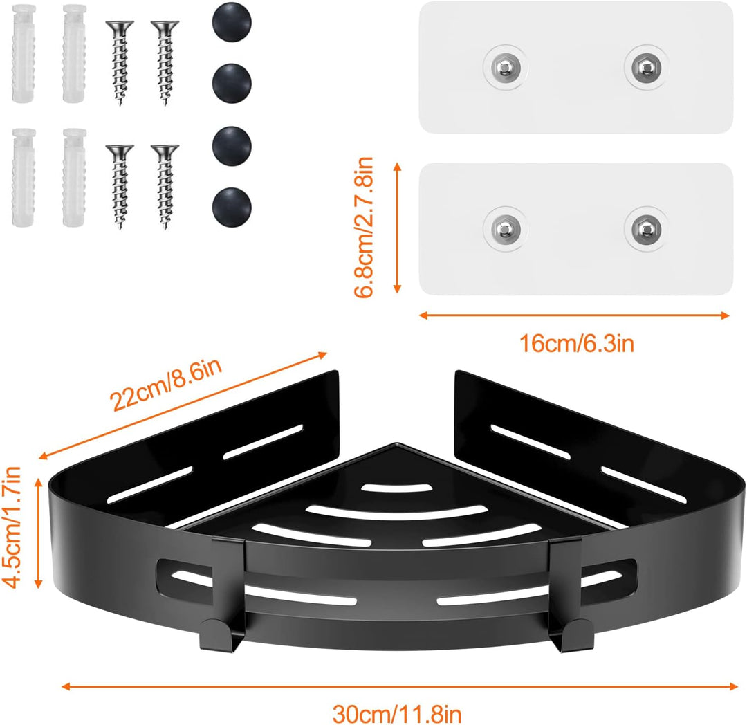 Uootach 2 Stück Duschablage Ohne Bohren, Eckablage Duschkorb Duschregal aus Aluminium mit Haken, Org