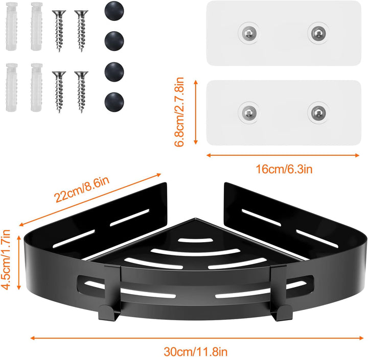 Uootach 2 Stück Duschablage Ohne Bohren, Eckablage Duschkorb Duschregal aus Aluminium mit Haken, Org