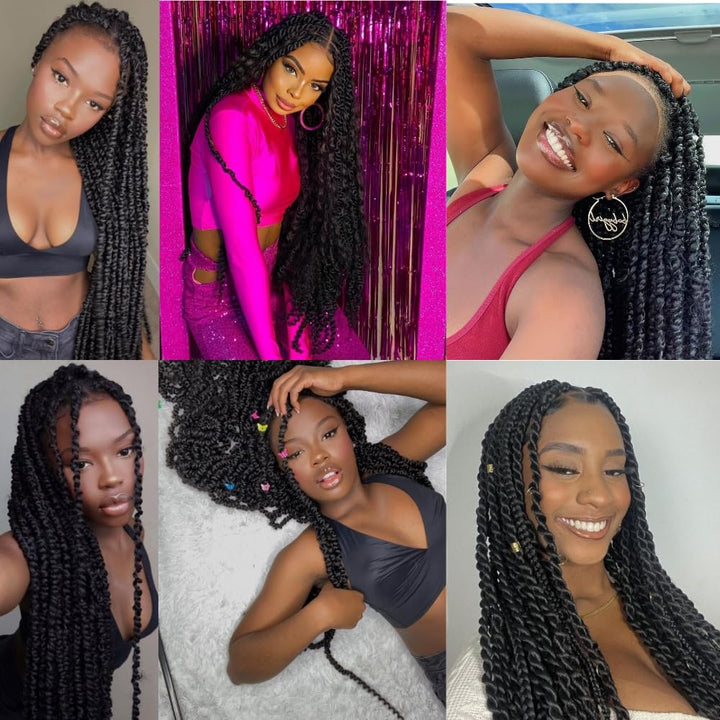 Passion Twist Hair, 6 Packungen 18-Zoll-Braids Extensions Faux Locs Crochet Hair YDDM Synthetische H