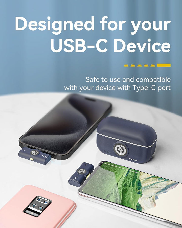 Hollyland Lark M2 Wireless Lavalier Mikrofon USB C für Android Handy iPhone 15, 48kHz/24 bit Hi-Fi A