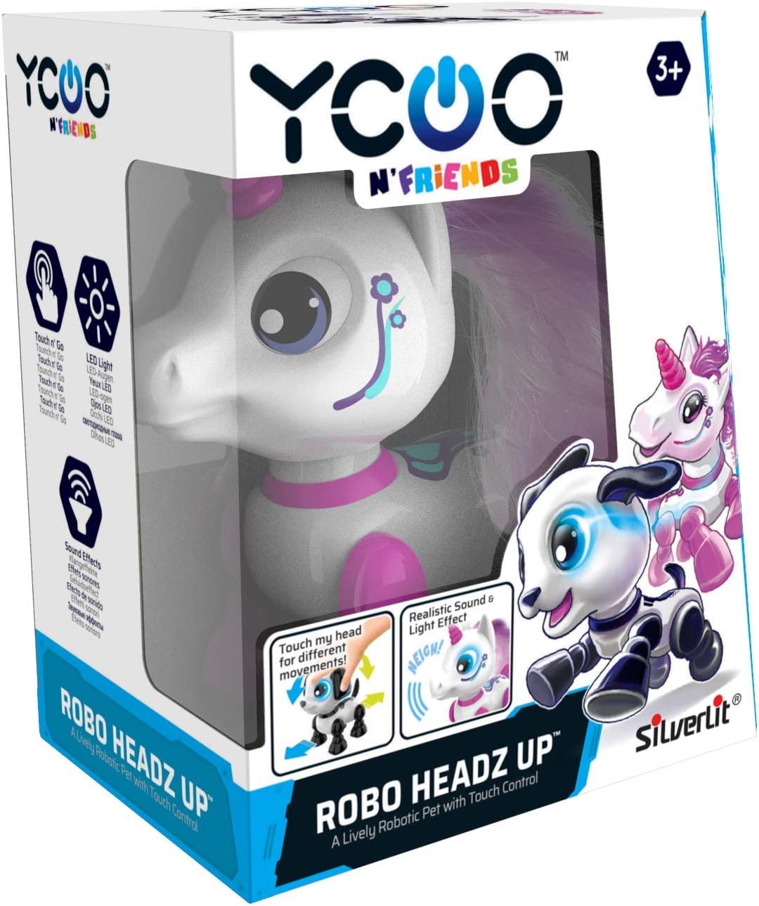 YCOO 88525 ROBO HEADZ UP Einhorn by Silverlit, Einhorn Roboter, Ton- und Lichteffekte, Roboter für K