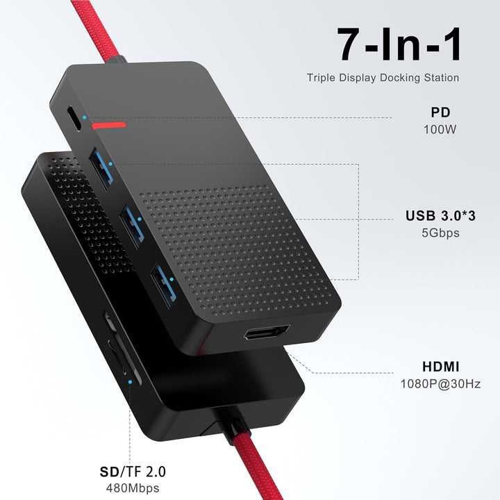 USB C Hub Multiport Adapter, 7 in 1 USB C Laptop Docking Station mit 4K HDMI, 3 Ports USB 3.0, TF/SD
