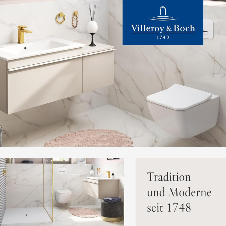Villeroy & Boch Venticello WC-Sitz SlimSeat, abnehmbarer Toilettensitz mit Absenkautomatik, aus bruc