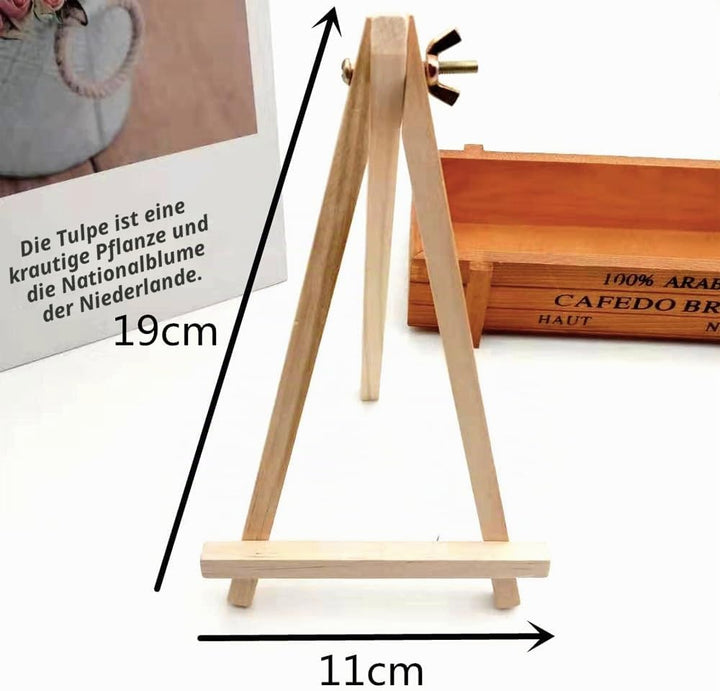 12 Stück 19 cm Mini-Holzstaffelei, Naturholz-Ausstellungsständer, Künstler-Staffelei, Tischhalter, S