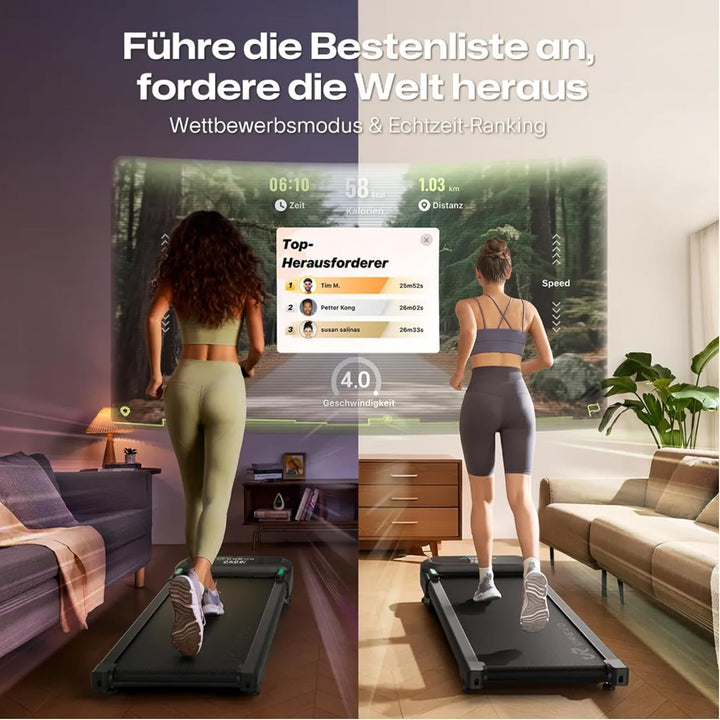 Smart Walking Pad Laufband für Zuhause, 9% Automatische Steigung für Wandern & Hiking, Leiser 2,5 PS