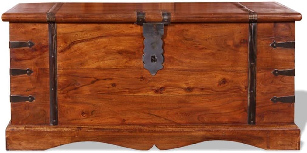 vidaXL Massivholz Aufbewahrungstruhe Holztruhe Couchtisch Beistelltisch Vintage Braun 1, Braun 1