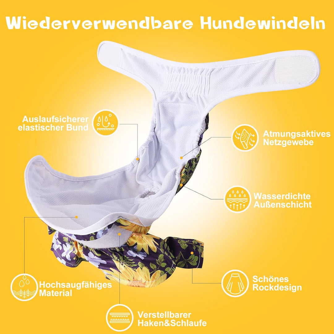 Demigreat Läufigkeitshose für Hündinnen 3 Stück S, Hochsaugfähige und Damenbinden Hundewindeln für H