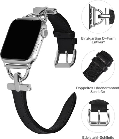 Wearlizer LederArmband Kompatibel mit Apple Watch Armband 41mm 38mm 40mm Frauen, Schickes Echtleder