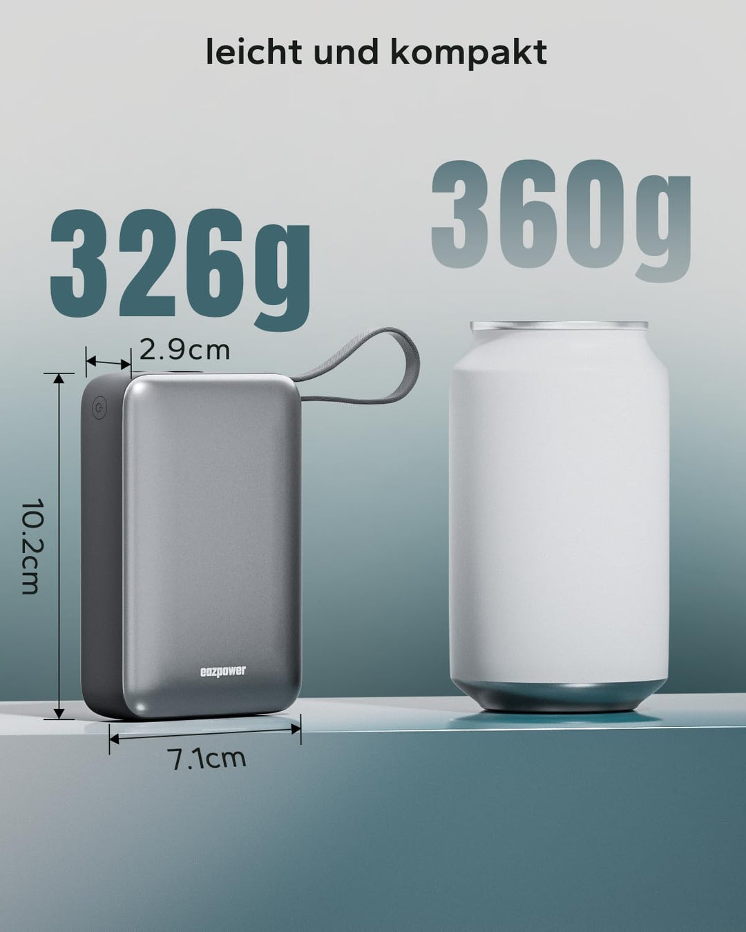 Powerbank 20,000mAh 45W Schnellladefunktion, Power Bank integriertes USB C Kabel Flugzeug Geeignet,