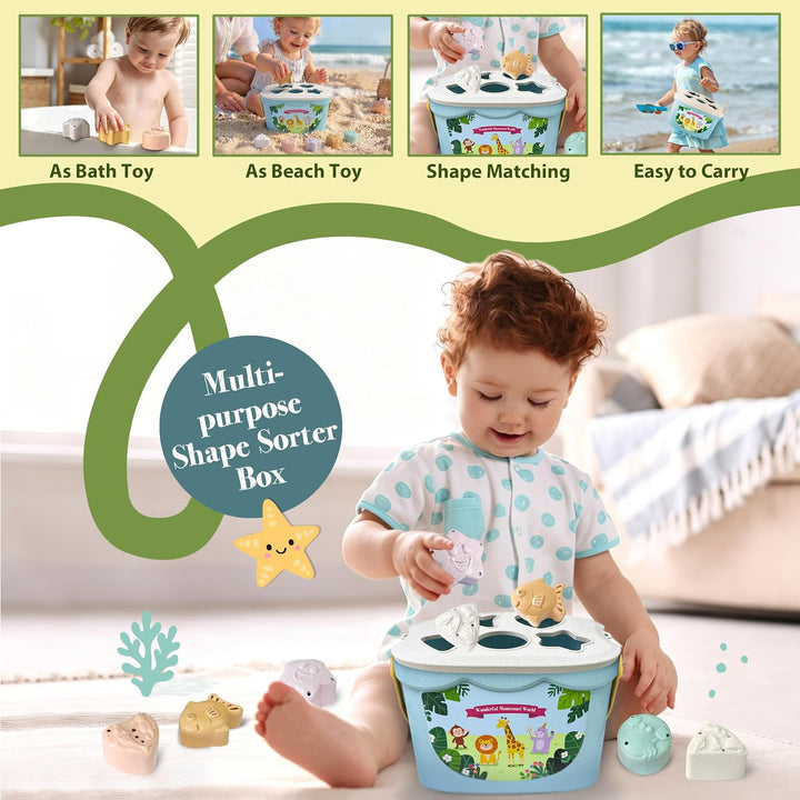 Baby Spielzeug 6 Monate, 6 in 1 Montessori Spielzeug Baby ab 6 9 12 Monate | mit Tissue Box Spielzeu