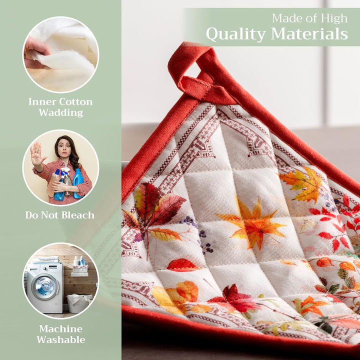 Maison d' Hermine Topflappen 100% Baumwolle hitzebeständig Set mit 2 Topflappen (20cm x 20cm) Hot Pa