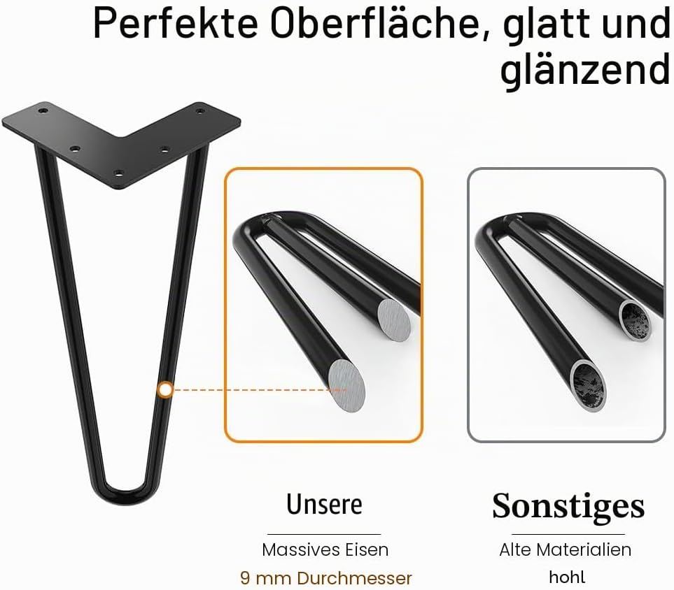 WINSOON 4er Set Haarnadel Tischbeine 10cm Metall Hairpin Legs DIY Tischbeine Möbelfüsse Tischkufen a