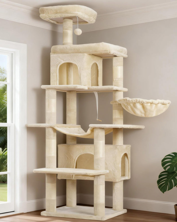 Heybly Kratzbaum, 178 cm Hoch, kratzsäule für Indoor Katzen, Mehrstöckiger Katzenkratzbaum mit 8 Kra