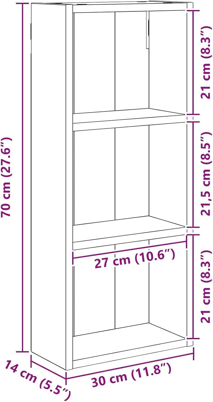 vidaXL Badezimmer-Wandschrank Kunsthandwerk Eiche 30 x 14 x 70 cm, Moderner Badschrank, rechteckiges