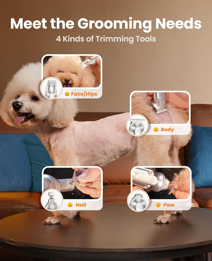 oneisall 4 in 1 Leise Schermaschine Hund Katze, 3-Gang Pfotentrimmer für Hunde bis zu 7000RPM, IPX7