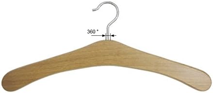 Hagspiel Kleiderbügel aus Holz, 5 Stk. Garderobenbügel aus Eichenholz mit vernickelter Haken Eiche H