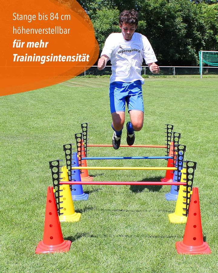 Kombi Leiterhürde 50 mit Stange 100 cm – Parcours-Hindernis für Agility-Training – Sprung- & Slalom-