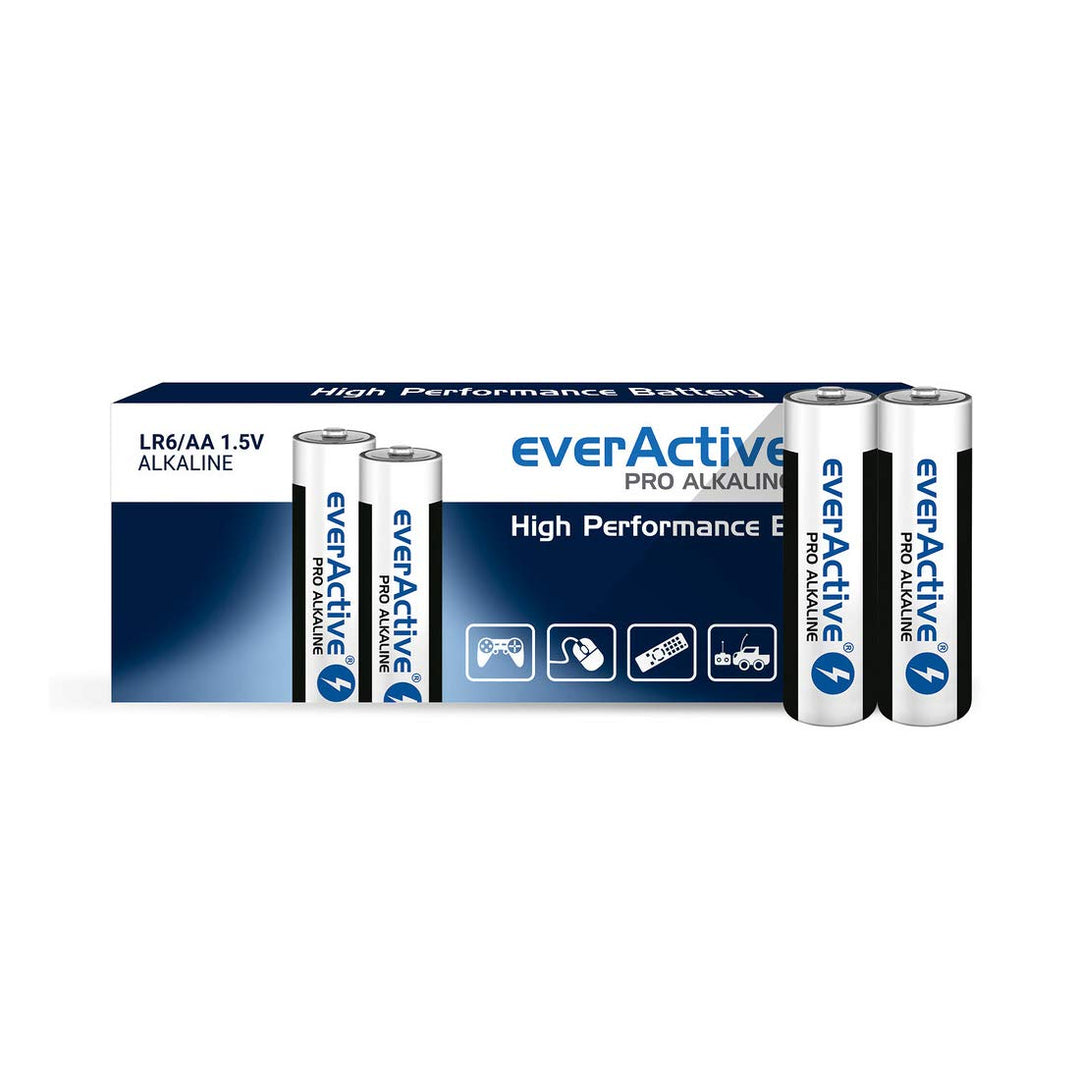 everActive AA Batterien, Pro Alkaline, Mignon LR6 R6 1.5V 10 Jahre Haltbarkeitsdatum - 200 Stück Pac