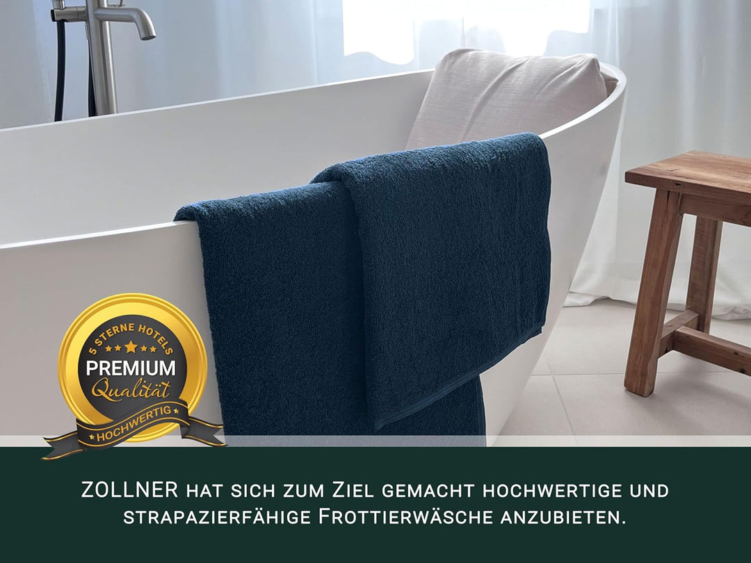 ZOLLNER 2er Set Badetücher, Duschtücher, 100x150 cm, Baumwolle, Marine 2x Badetücher Marine, 2x Bade