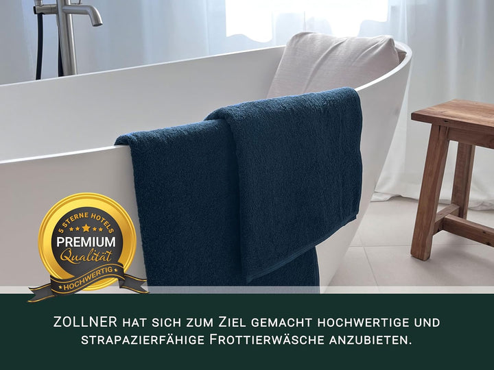 ZOLLNER 2er Set Badetücher, Duschtücher, 100x150 cm, Baumwolle, Marine 2x Badetücher Marine, 2x Bade