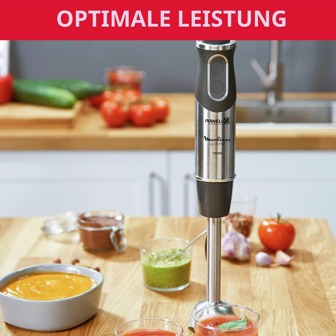 Moulinex DD6578 Quickchef 2-in-1 Stabmixer, 1000 W, Mixer mit Powelix-Technologie und 10 Geschwindig