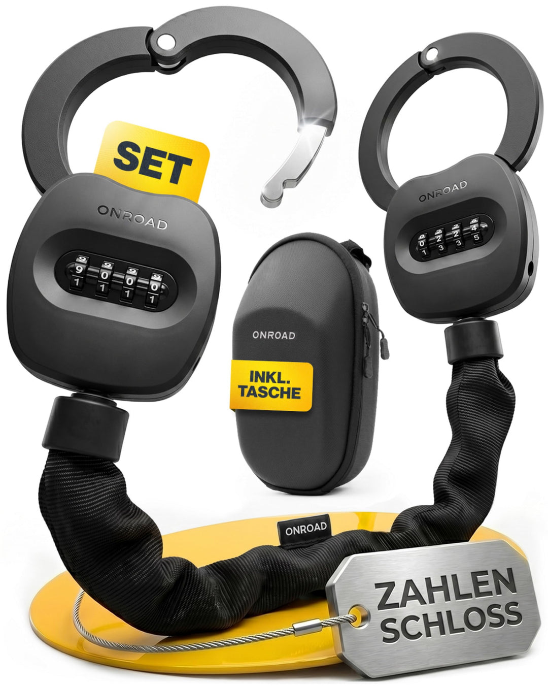 E-Scooter Schloss mit Tasche SNAPSAFE - E-Roller Schloss mit Zahlencode inklusive Recovery Funktion