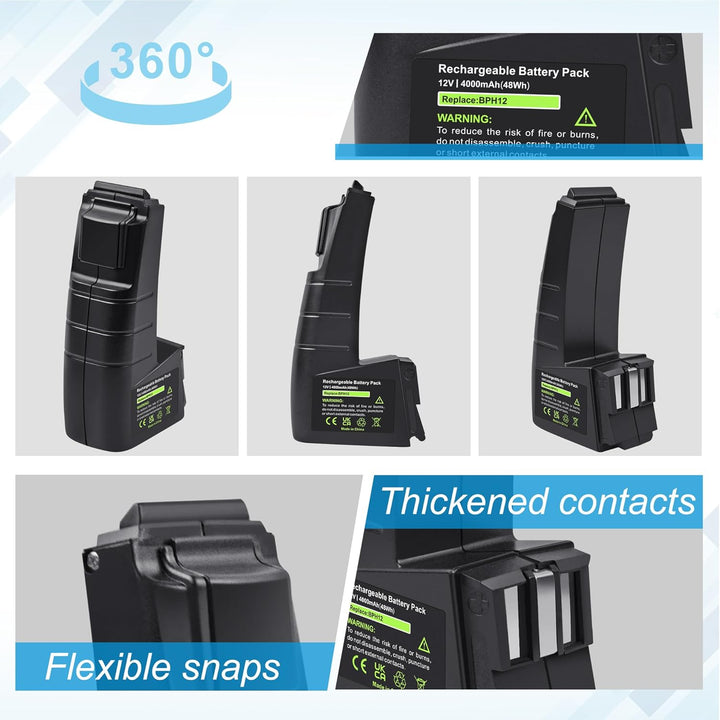 12V 4.0Ah NI-MH Ersatzakku für Festool Festo BPH-12, BPH-12-C, CCD12, CCD12ES, CCD12ES-C, CCD12ESC,