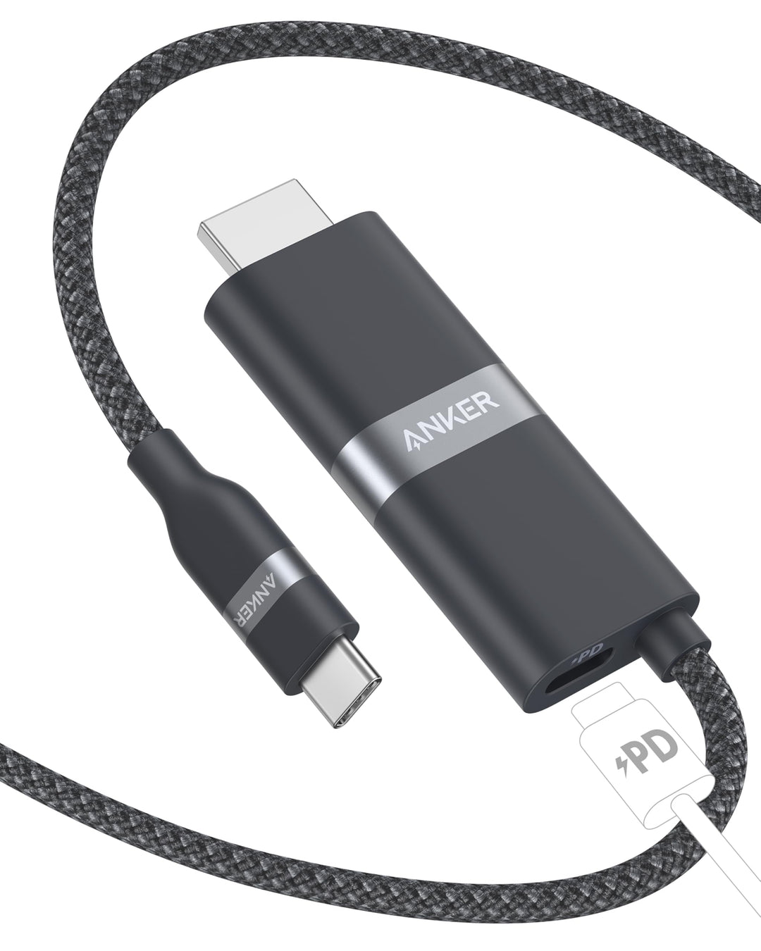 Anker Nano USB-C auf HDMI-Kabel Adapter mit 140W PD Schnelllade-Port, 4K@60Hz HDMI auf USB-C Kabel,