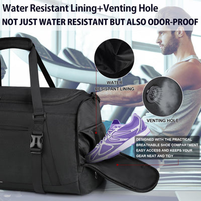 RAINSMORE Sporttasche Herren Damen Reisetasche Gross 55L Wasserdicht mit Schuhfach Nassfach Weekende