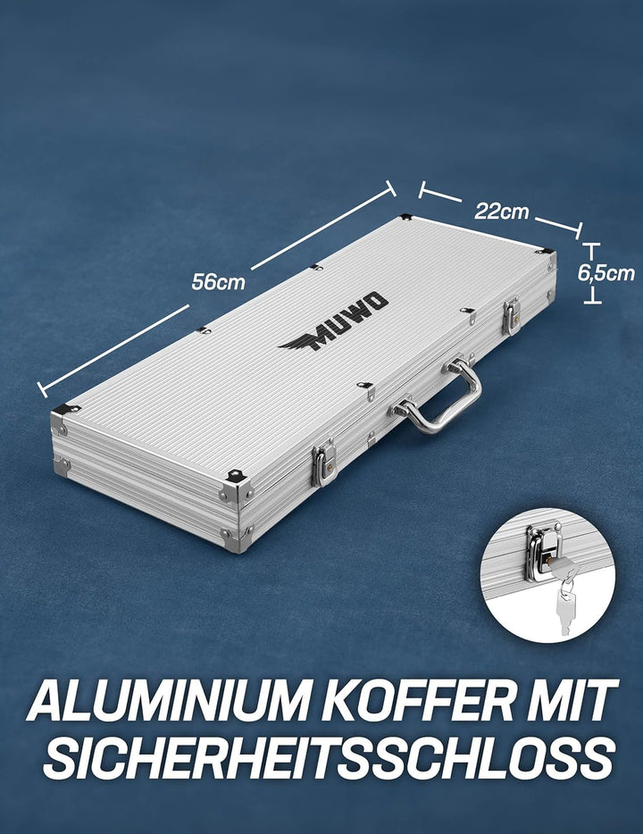 MUWO "All In Pokerkoffer-Set mit 300 Chips oder mit 500 Chips Casino Komplettset im praktischem Aluk