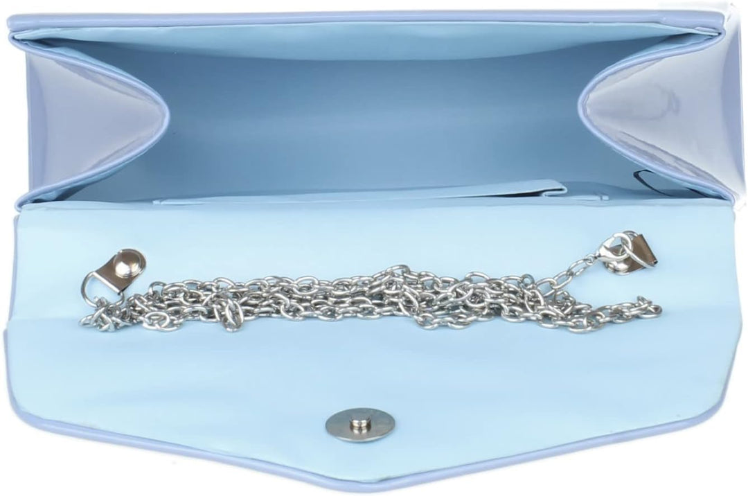 Girly Handbags Lack-Clutch-Tasche, Handtasche, kleines Hartschalenetui für Damen Baby Blau, Baby Bla