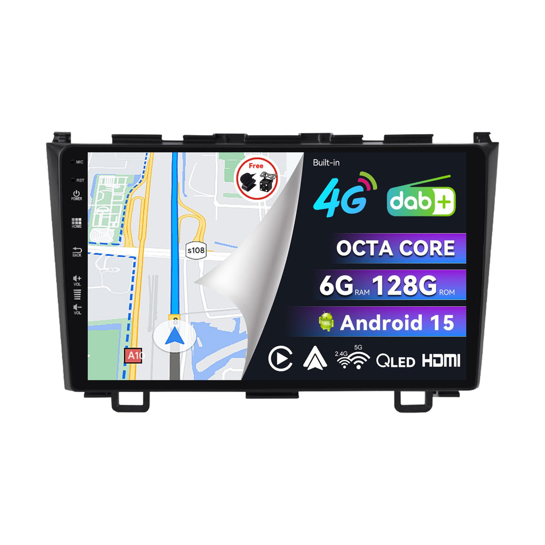 Eingebaut 4G LTE & DAB | Android 15 QLED Autoradio für Honda CRV (2006-2011) | 6G+128G | Carplay And