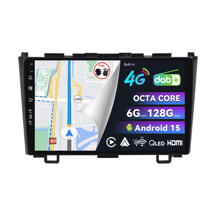 Eingebaut 4G LTE & DAB | Android 15 QLED Autoradio für Honda CRV (2006-2011) | 6G+128G | Carplay And
