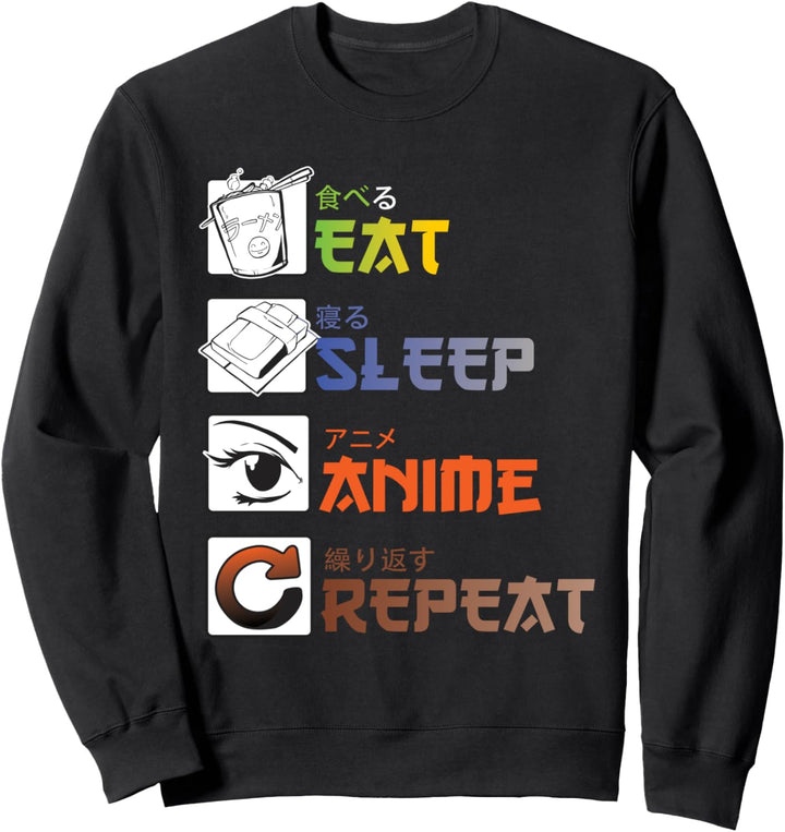 "Eat Sleep Anime Repeat" Gift for Manga Fans Sweatshirt