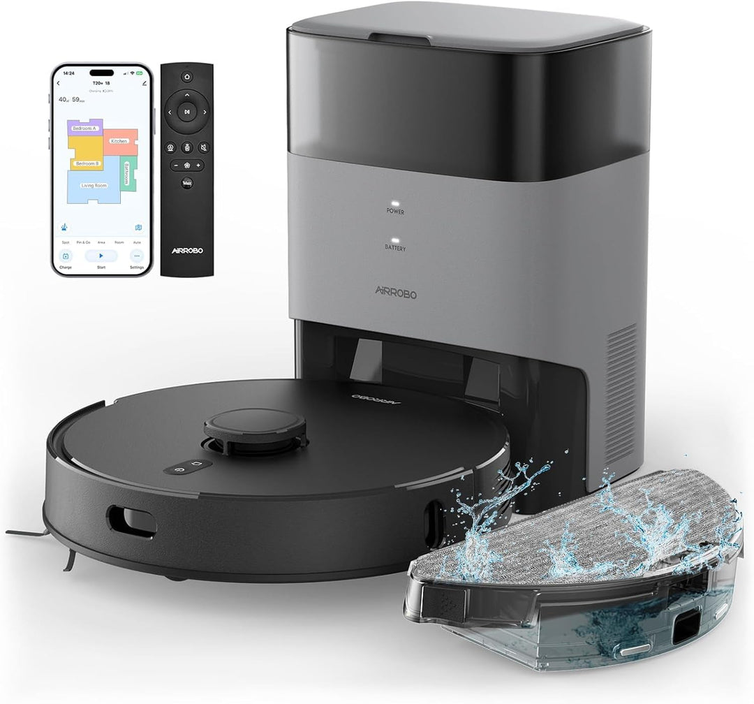 AIRROBO T20+ Saugroboter mit Wischfunktion, 3.5L Staubsauger Roboter mit Absaugstation, 180Min Laufz