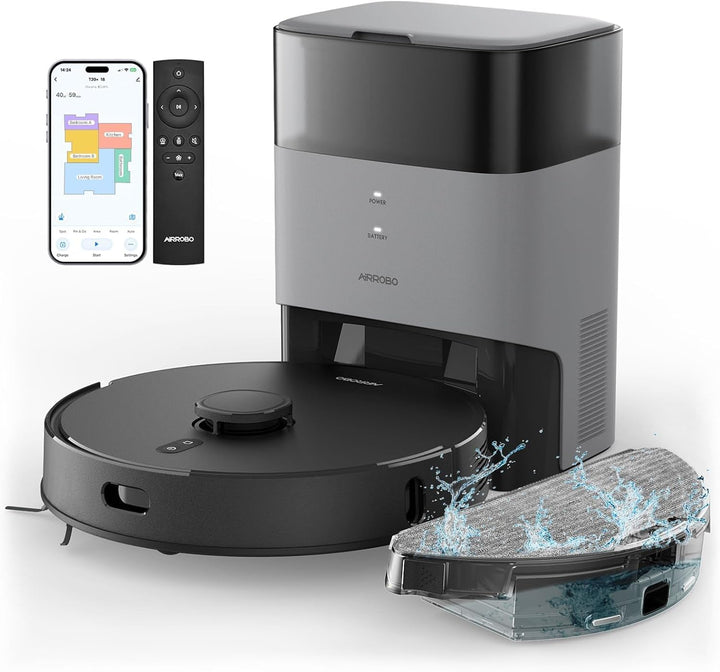 AIRROBO T20+ Saugroboter mit Wischfunktion, 3.5L Staubsauger Roboter mit Absaugstation, 180Min Laufz