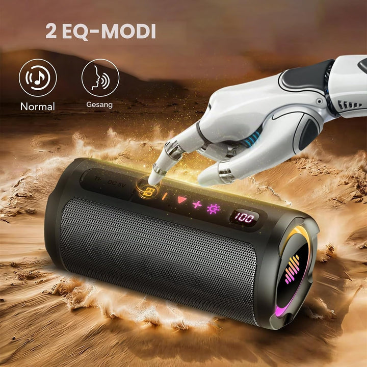 aowoka Bluetooth Lautsprecher mit Licht, 20W tragbare Musikbox, verbesserter Bass, LED-Anzeige, 20 S
