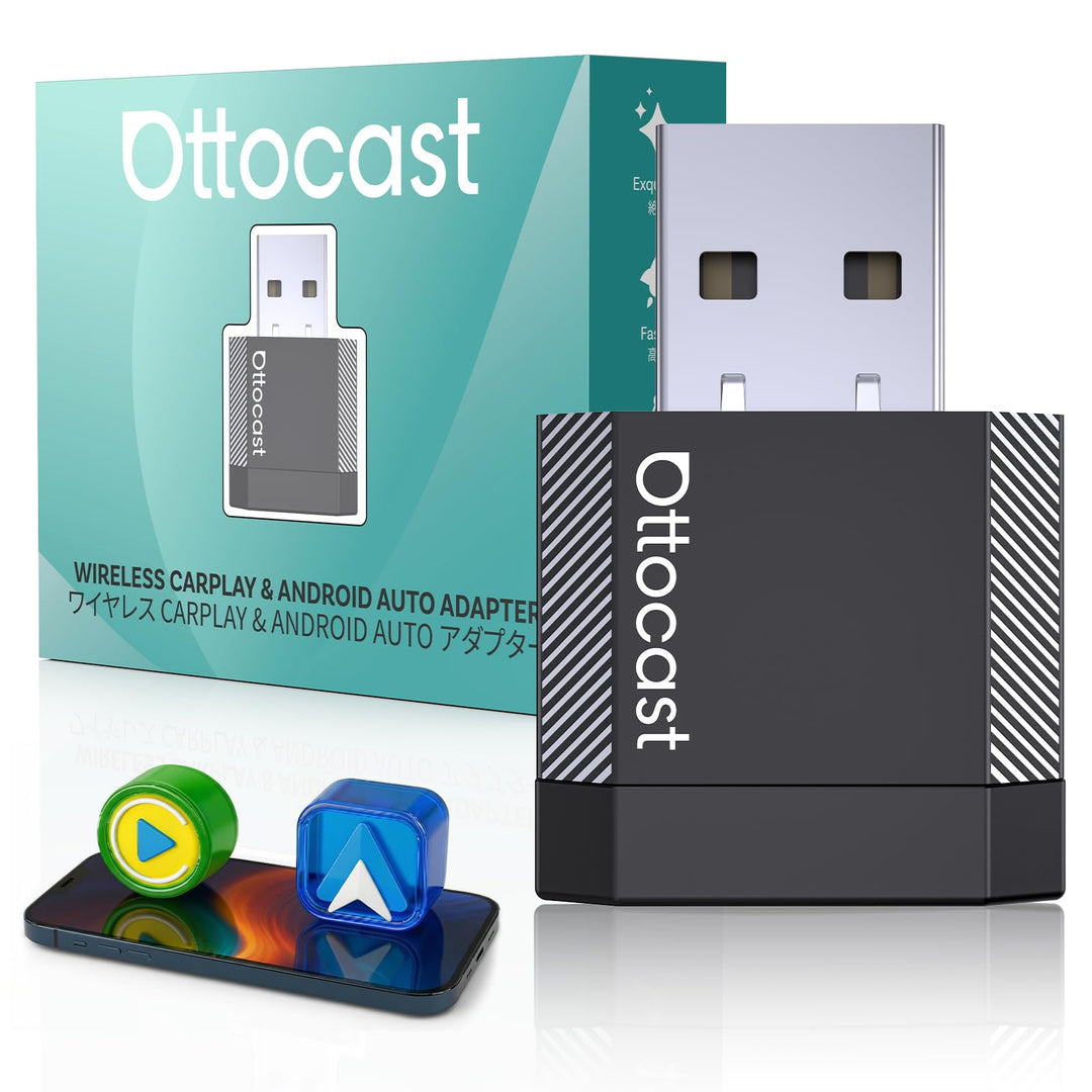 OTTOCAST Mini Nova 2-in-1 Kabelloser CarPlay Android Auto Adapter (Schwarz)