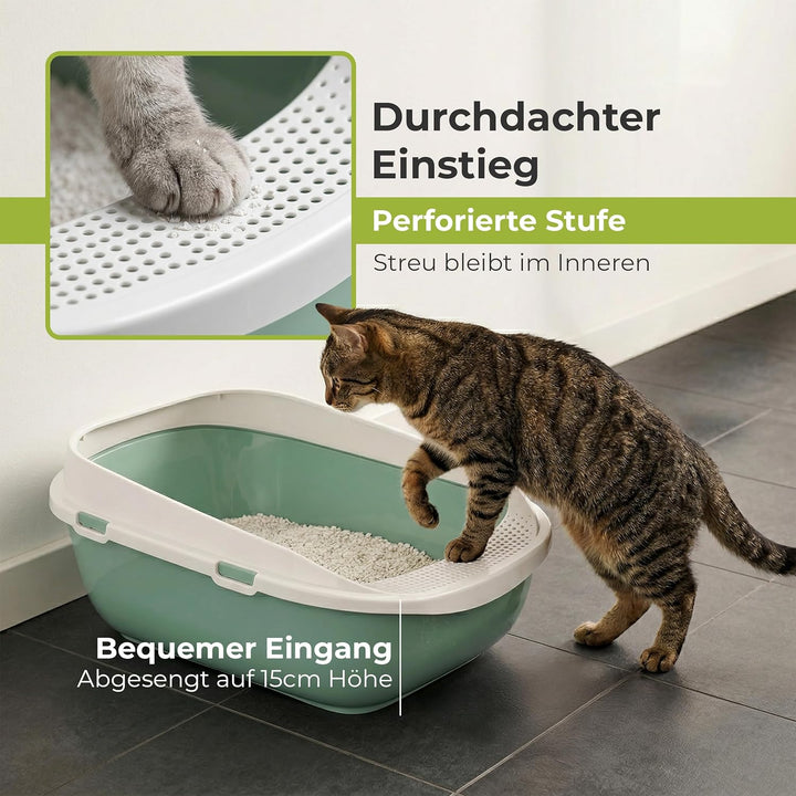 XXL Katzentoilette Schale 65 cm Agave mit Rand und Schaufel, agave