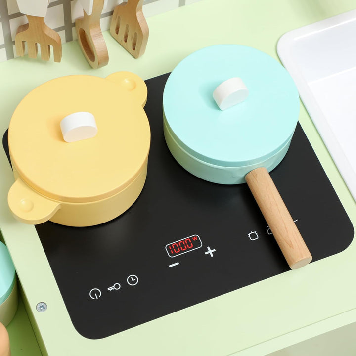 AIYAPLAY Kinderküche Spielküche mit Mikrowelle Spüle und Zubehör Spielzeugküche Puppenküche Spielset