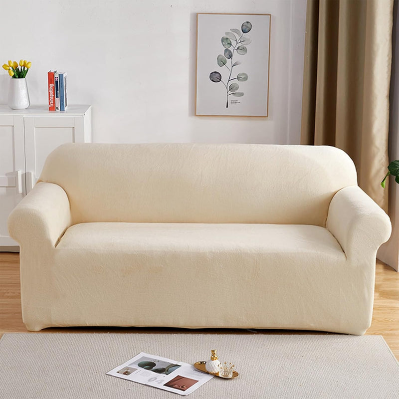 PETCUTE Sofabezüge Elastische 2 Sitzer Sofabezüge Dicke couchbezug Sofa Überwürfe Sofahusse Beige 2