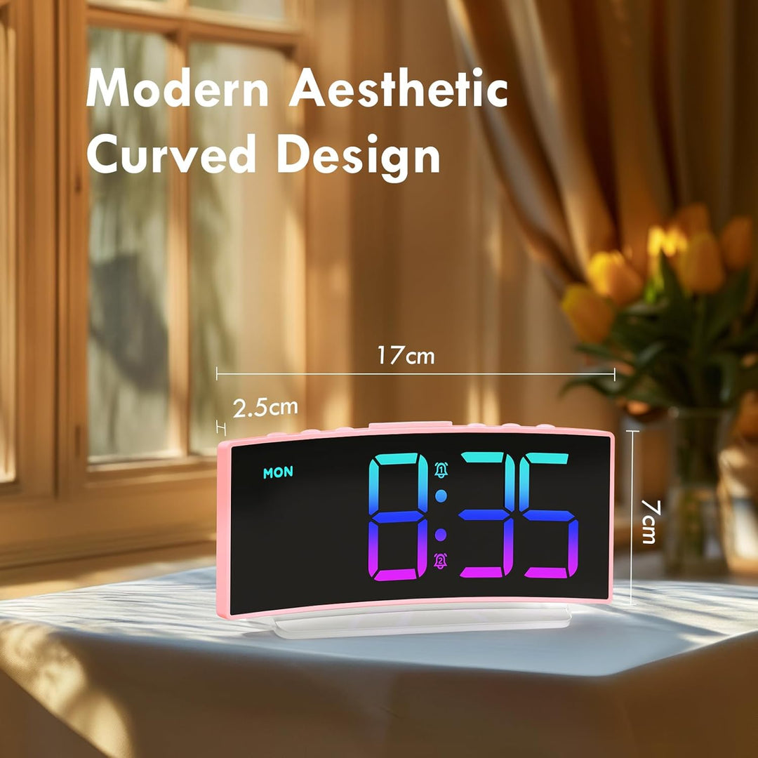 Wecker, Wecker Digital LED mit 7 Farben RGB Nachtlicht, Netzbetrieben Digitalwecker mit 8 Farben Dig