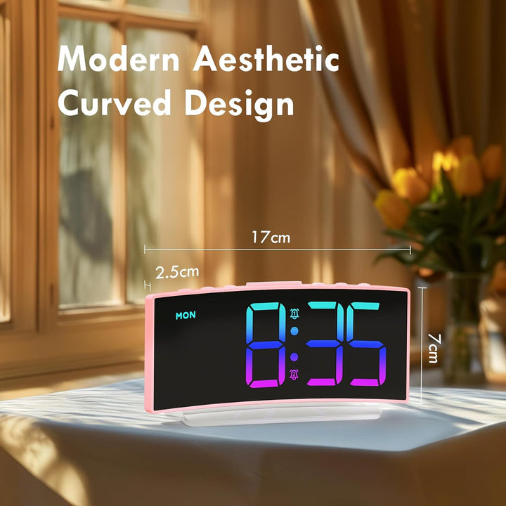 Wecker, Wecker Digital LED mit 7 Farben RGB Nachtlicht, Netzbetrieben Digitalwecker mit 8 Farben Dig