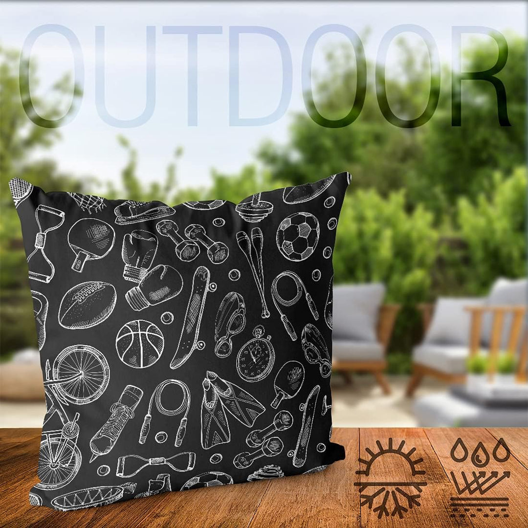 VOID Sportgeräte Grafikmuster Kissenbezug Kissenhülle Sofakissen Kissen Deko Outdoor-Kissen Dekokiss