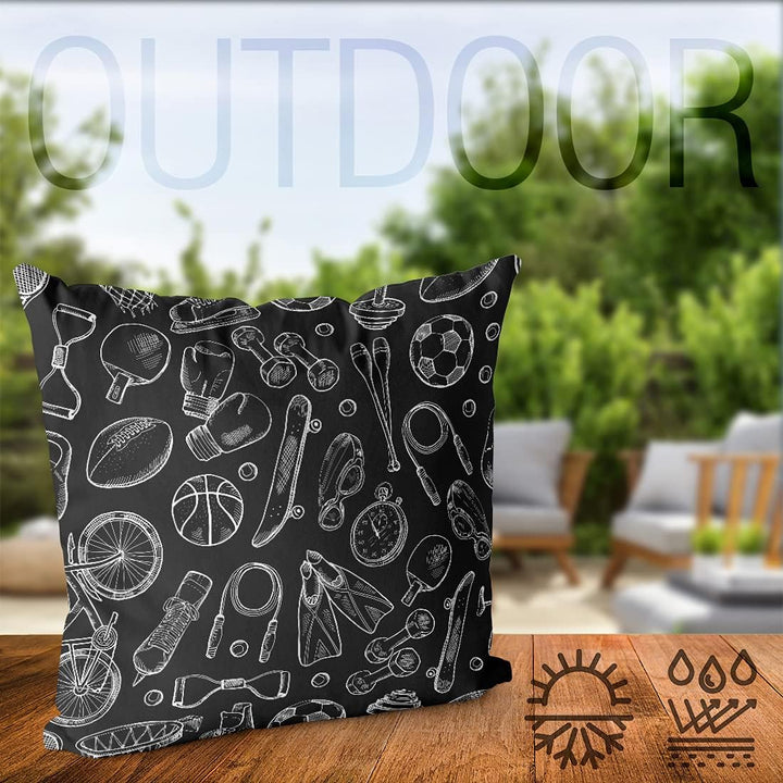 VOID Sportgeräte Grafikmuster Kissenbezug Kissenhülle Sofakissen Kissen Deko Outdoor-Kissen Dekokiss